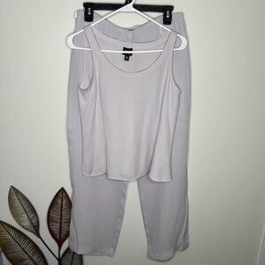 B6 Eileen Fisher‎ Heavyweight Silk Georgette Crepe Bone Luxe Trouser Pants Top